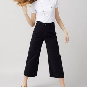 Free People Patti Crop Casual Pants Women SZ 26 in Black